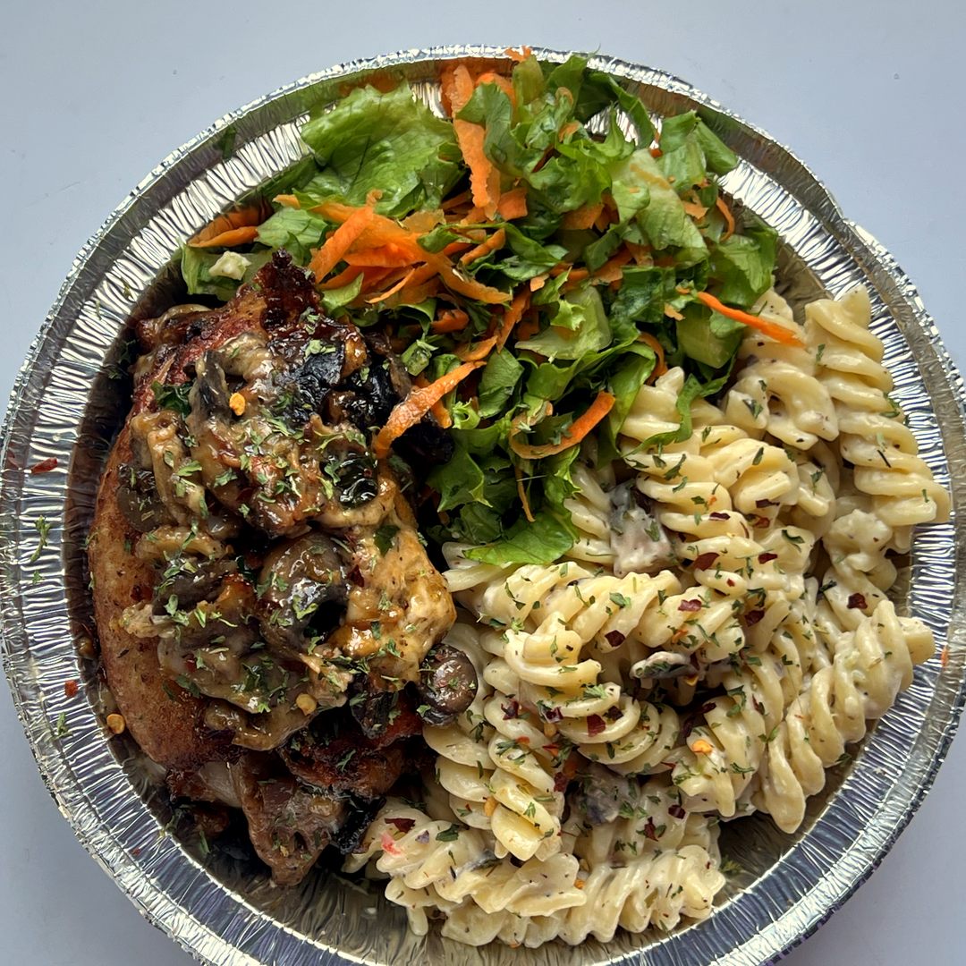 Grilled chicken and mushrooms